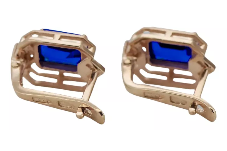 Сапфирни диаманти Винтаж обици за занаят Оригинал 14K Розово злато vec020r