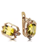 Gelbe Peridot Diamanten Vintage Ohrringe Handwerk Original 14K Rose Gold vec020r