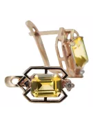 Gelbe Peridot Diamanten Vintage Ohrringe Handwerk Original 14K Rose Gold vec020r