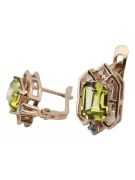 Gelbe Peridot Diamanten Vintage Ohrringe Handwerk Original 14K Rose Gold vec020r