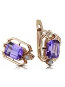 Rose rosa 14k 585 gold alexandrite diamant Ohrringe vec020r Vintage russischer Sowjetstil