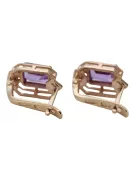 Rose rosa 14k 585 gold alexandrite diamant Ohrringe vec020r Vintage russischer Sowjetstil