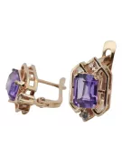 Rose rosa 14k 585 gold alexandrite diamant Ohrringe vec020r Vintage russischer Sowjetstil
