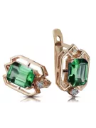 Diamants émeraudes Vintage Boucles d'oreilles artisanat Original 14K Rose Gold vec020r