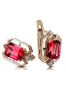 Ruby diamonds Vintage Earrings craft Original 14K Rose Gold vec020r