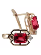 Diamantes de Ruby Pendientes vintage artesanía Original 14K Rose Gold vec020r