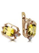Diamants peridots jaunes Vintage Boucles d'oreilles artisanat Original 14K Rose Gold vec020r