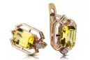 Diamants peridots jaunes Vintage Boucles d'oreilles artisanat Original 14K Rose Gold vec020r