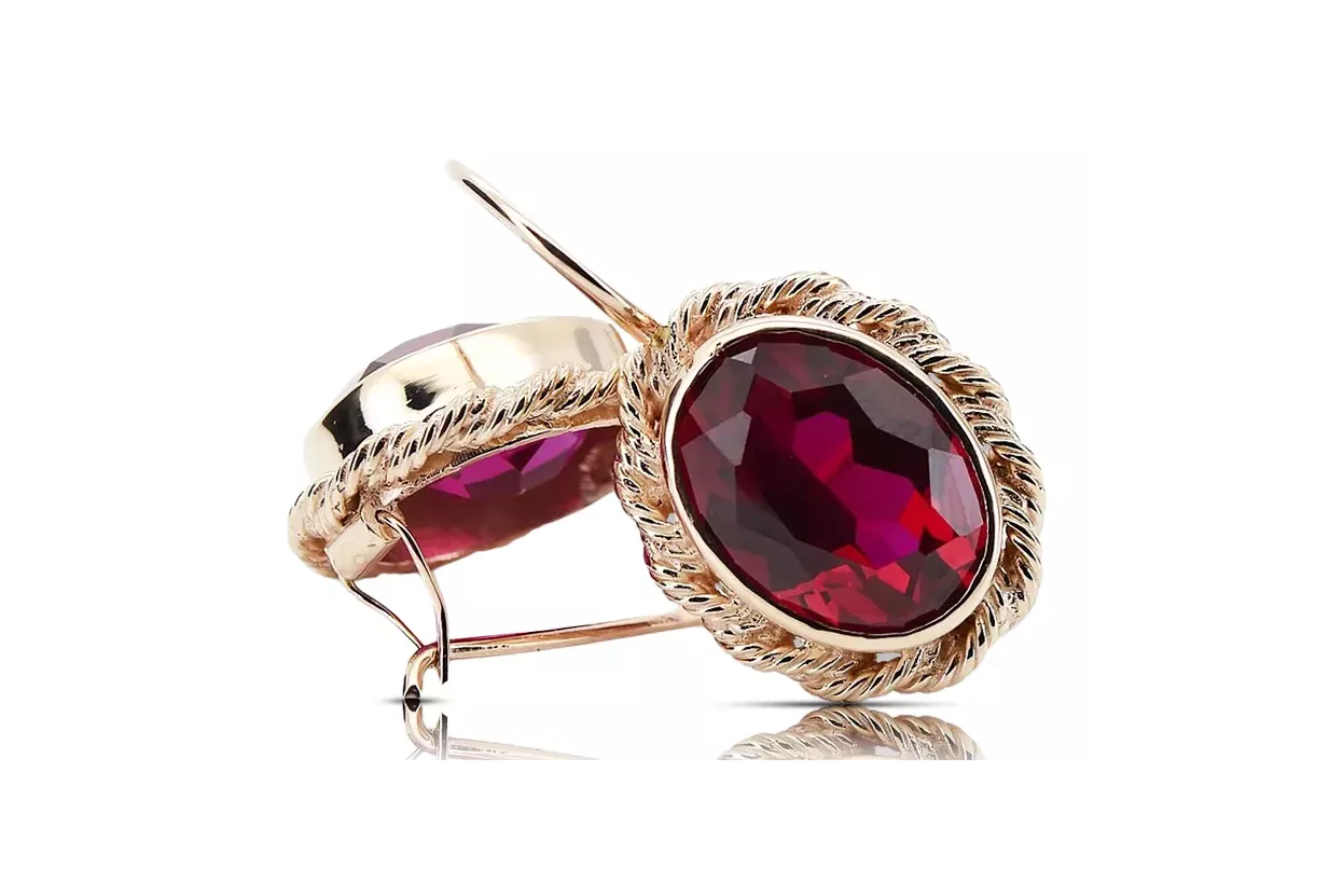 Vintage Stil Rubin Ohrringe Original 14K Rose Gold vec007r Vintage Stil Rubin Ohrringe Original 14K Rose Gold vec007r