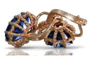 Vintage kolczyki z różowego czerwonego 14k złota 585 z szafirem vec079 Vintage Vintage kolczyki z różowego czerwonego 14k złota 585 z szafirem vec079 Vintage