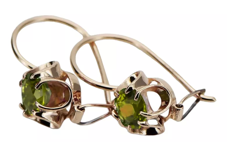 Original vintage din aur roz de 14k Peridot galben Cercei Stil Vintage vec035r