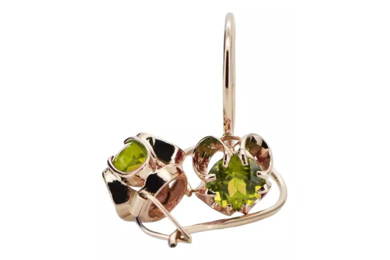 Original vintage din aur roz de 14k Peridot galben Cercei Stil Vintage vec035r
