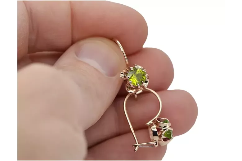 Original vintage din aur roz de 14k Peridot galben Cercei Stil Vintage vec035r