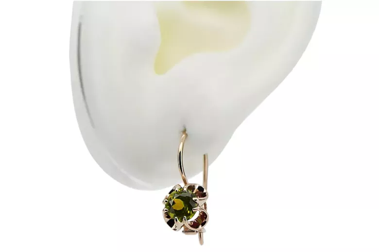 Original Vintage 14K Rose Gold Yellow Peridot Earrings Vintage Jewlery vec035r