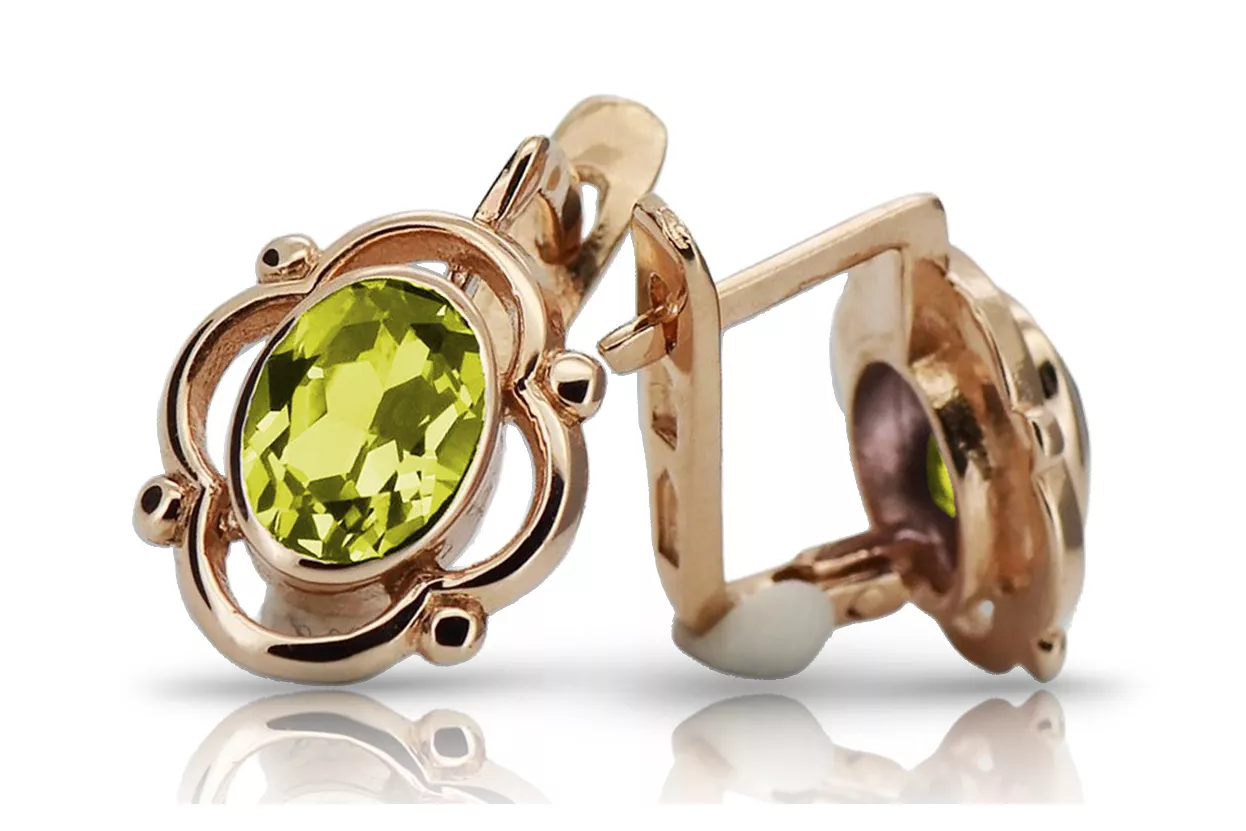 Cercei din aur peridot sovietic rusesc roz roz 14k 585 vec033