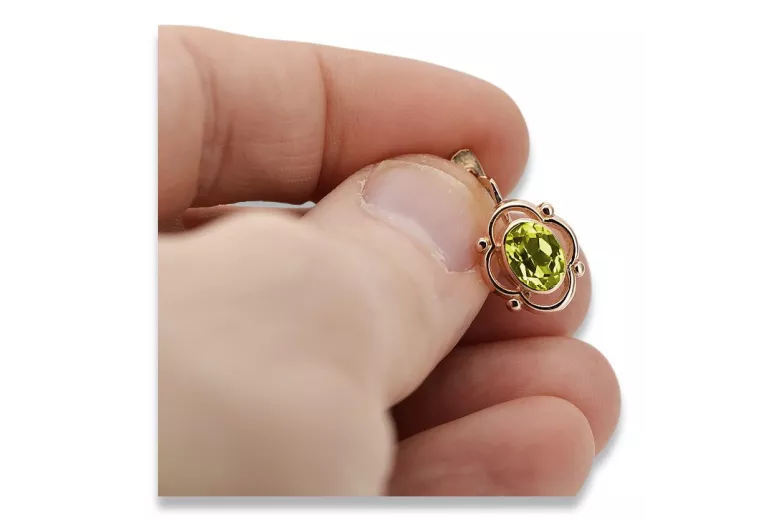 Cercei din aur peridot sovietic rusesc roz roz 14k 585 vec033 Cercei din aur peridot sovietic rusesc roz roz 14k 585 vec033
