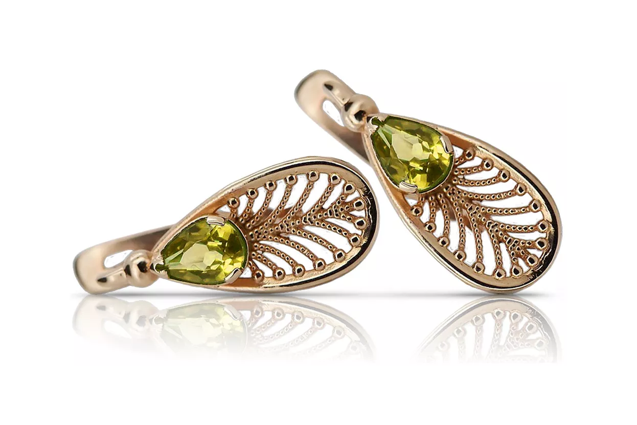 copy of Boucles d’oreilles en or rose soviétique russe 14k 585 vec033 alexandrite rubis émeraude saphir ...