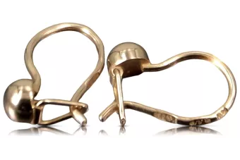 Rosa rusa rosa soviético 14k 585 oro URSS Pendientes de bola vintage ven296