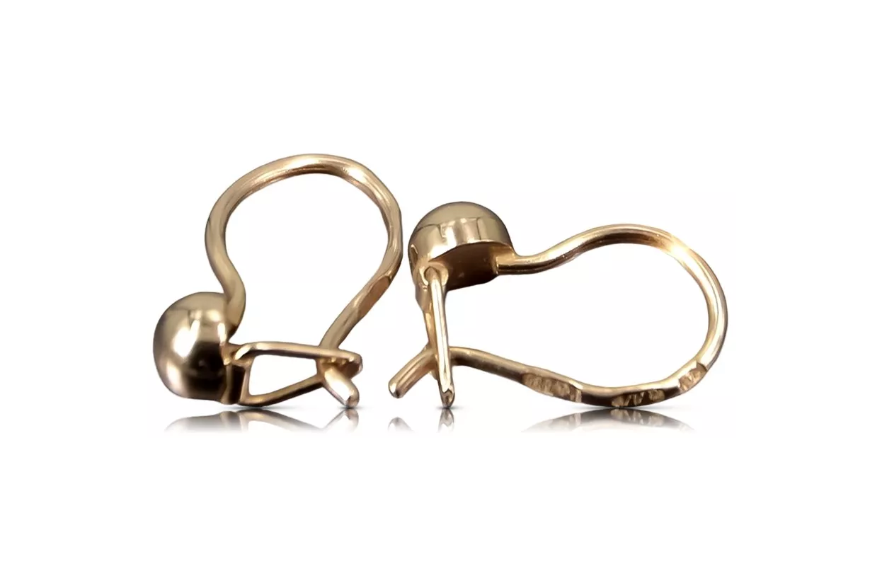 Rosa rusa rosa soviético 14k 585 oro URSS Pendientes de bola vintage ven296 Rosa rusa rosa soviético 14k 585 oro URSS Pendientes de bola vintage ven296