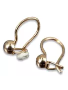 Rosa rusa rosa soviético 14k 585 oro URSS Pendientes de bola vintage ven296
