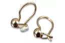 Rosa rusa rosa soviético 14k 585 oro URSS Pendientes de bola vintage ven296