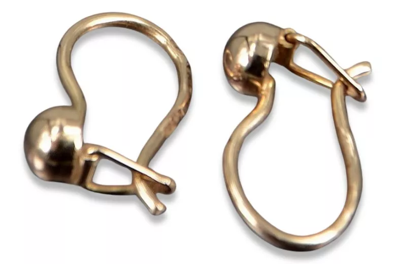 Rosa rusa rosa soviético 14k 585 oro URSS Pendientes de bola vintage ven296