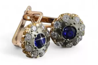 Boucles d’oreilles en or rose soviétique russe 14k 585 vec178 alexandrite rubis émeraude saphir ...