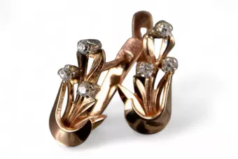 Ruso soviético rosa rosa 14k 585 pendientes de oro vec180 alejandrita rubí esmeralda zafiro ...