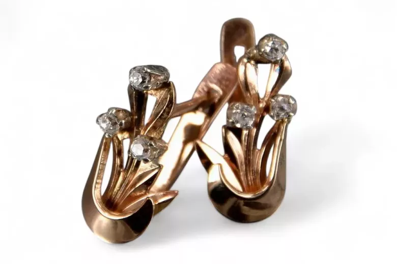 Ruso soviético rosa rosa 14k 585 pendientes de oro vec180 alejandrita rubí esmeralda zafiro ... Ruso soviético rosa rosa 14k 585 pendientes de oro vec180 alejandrita rubí esmeralda zafiro ...