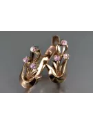 Boucles d’oreilles en or rose soviétique russe 14k 585 vec180 alexandrite rubis émeraude saphir ...