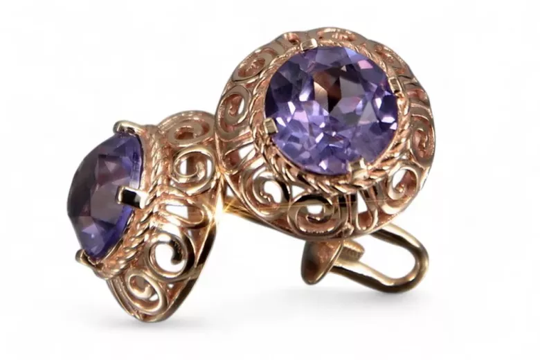 Ruso soviético rosa rosa 14k 585 pendientes de oro vec183 alejandrita rubí esmeralda zafiro ... Ruso soviético rosa rosa 14k 585 pendientes de oro vec183 alejandrita rubí esmeralda zafiro ...