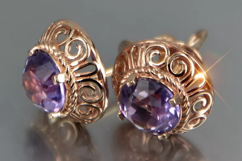 Ruso soviético rosa rosa 14k 585 pendientes de oro vec183 alejandrita rubí esmeralda zafiro ... Ruso soviético rosa rosa 14k 585 pendientes de oro vec183 alejandrita rubí esmeralda zafiro ...