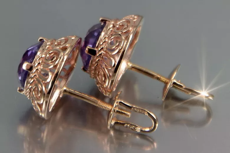 Ruso soviético rosa rosa 14k 585 pendientes de oro vec183 alejandrita rubí esmeralda zafiro ... Ruso soviético rosa rosa 14k 585 pendientes de oro vec183 alejandrita rubí esmeralda zafiro ...