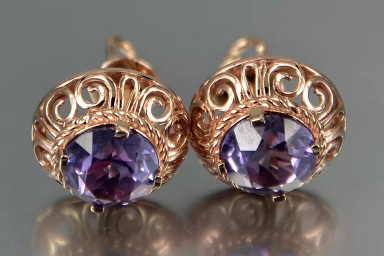 Ruso soviético rosa rosa 14k 585 pendientes de oro vec183 alejandrita rubí esmeralda zafiro ... Ruso soviético rosa rosa 14k 585 pendientes de oro vec183 alejandrita rubí esmeralda zafiro ...