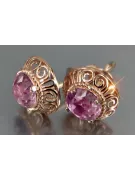 Ruso soviético rosa rosa 14k 585 pendientes de oro vec183 alejandrita rubí esmeralda zafiro ...