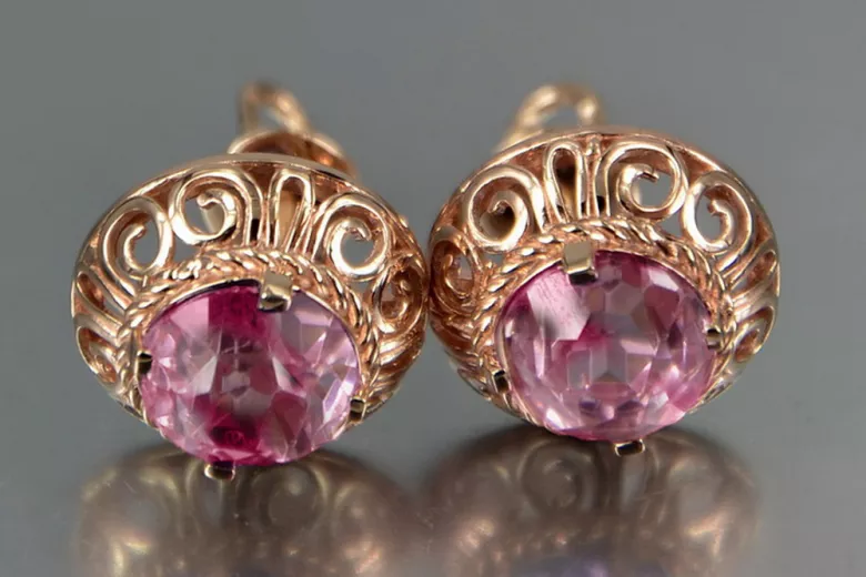 Ruso soviético rosa rosa 14k 585 pendientes de oro vec183 alejandrita rubí esmeralda zafiro ... Ruso soviético rosa rosa 14k 585 pendientes de oro vec183 alejandrita rubí esmeralda zafiro ...
