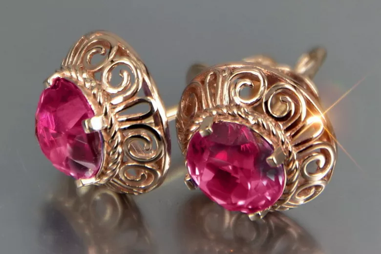 Ruso soviético rosa rosa 14k 585 pendientes de oro vec183 alejandrita rubí esmeralda zafiro ... Ruso soviético rosa rosa 14k 585 pendientes de oro vec183 alejandrita rubí esmeralda zafiro ...