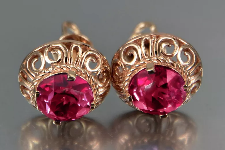 Boucles d’oreilles en or rose soviétique russe 14k 585 vec183 alexandrite rubis émeraude saphir ... Boucles d’oreilles en or rose soviétique russe 14k 585 vec183 alexandrite rubis émeraude saphir ...