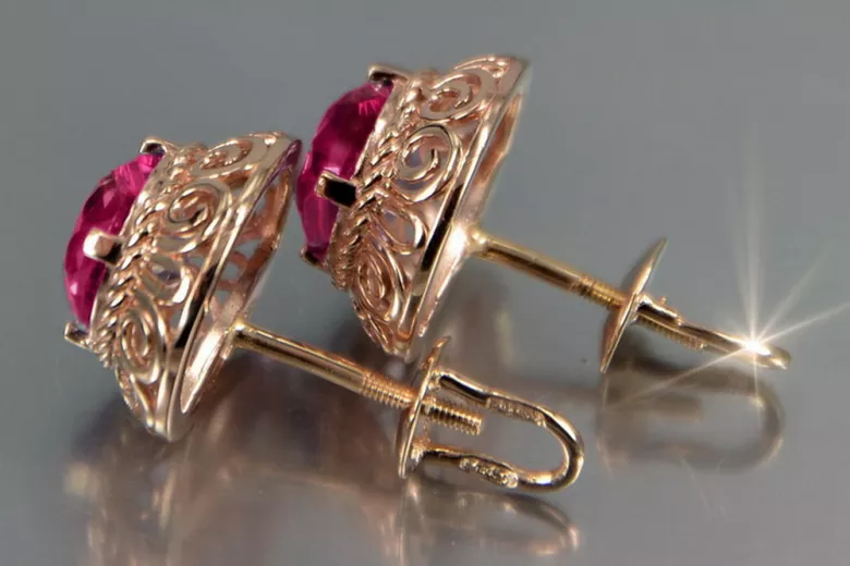 Ruso soviético rosa rosa 14k 585 pendientes de oro vec183 alejandrita rubí esmeralda zafiro ... Ruso soviético rosa rosa 14k 585 pendientes de oro vec183 alejandrita rubí esmeralda zafiro ...