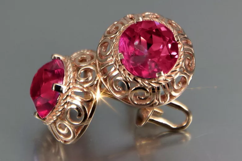 Ruso soviético rosa rosa 14k 585 pendientes de oro vec183 alejandrita rubí esmeralda zafiro ... Ruso soviético rosa rosa 14k 585 pendientes de oro vec183 alejandrita rubí esmeralda zafiro ...