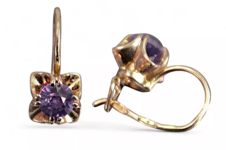 Boucles d’oreilles en or rose soviétique russe 14k 585 vec184 alexandrite rubis émeraude saphir ... Boucles d’oreilles en or rose soviétique russe 14k 585 vec184 alexandrite rubis émeraude saphir ...