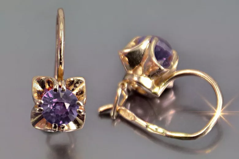 Boucles d’oreilles en or rose soviétique russe 14k 585 vec184 alexandrite rubis émeraude saphir ... Boucles d’oreilles en or rose soviétique russe 14k 585 vec184 alexandrite rubis émeraude saphir ...
