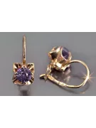 Boucles d’oreilles en or rose soviétique russe 14k 585 vec184 alexandrite rubis émeraude saphir ...