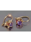 Boucles d’oreilles en or rose soviétique russe 14k 585 vec184 alexandrite rubis émeraude saphir ...