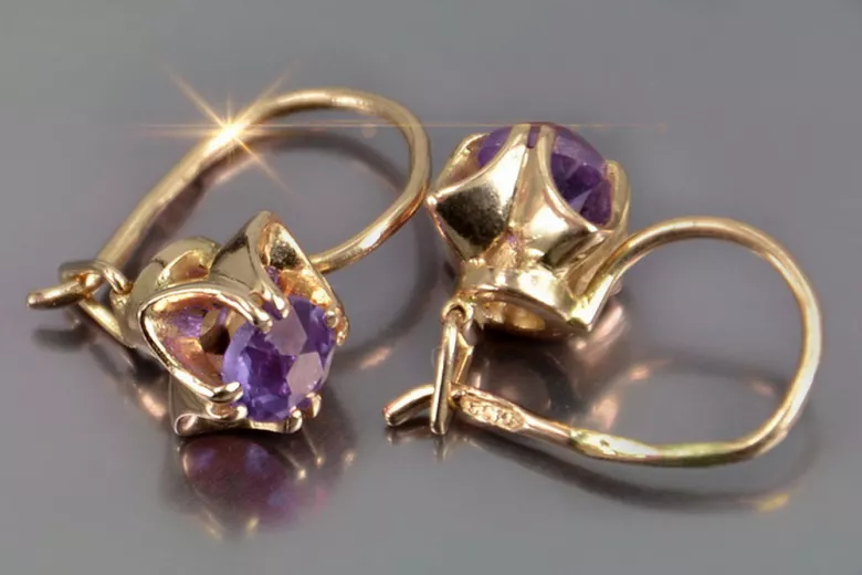 Boucles d’oreilles en or rose soviétique russe 14k 585 vec184 alexandrite rubis émeraude saphir ... Boucles d’oreilles en or rose soviétique russe 14k 585 vec184 alexandrite rubis émeraude saphir ...