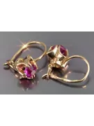 Boucles d’oreilles en or rose soviétique russe 14k 585 vec184 alexandrite rubis émeraude saphir ...