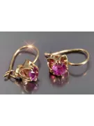 Boucles d’oreilles en or rose soviétique russe 14k 585 vec184 alexandrite rubis émeraude saphir ...
