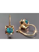 Boucles d’oreilles en or rose soviétique russe 14k 585 vec184 alexandrite rubis émeraude saphir ...