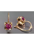 Boucles d’oreilles en or rose soviétique russe 14k 585 vec184 alexandrite rubis émeraude saphir ...