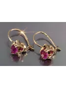 Boucles d’oreilles en or rose soviétique russe 14k 585 vec184 alexandrite rubis émeraude saphir ...